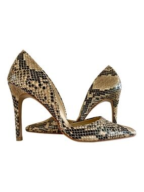 L l MIA | Black & Tan D’Orsay Snakeskin Pumps Sz 7.5